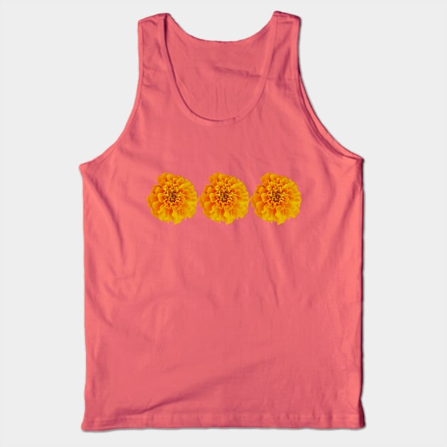 Three Orange Marigolds Floral Photo Tank Top by ellenhenryart